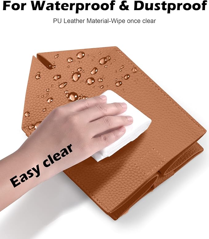 Tissue Box Cover for PU Leather, Modern Simple Solid Color Holder Square Tissue Bag, Ideal for Bathrooms,Office,Car,Nightstand,Outdoor Tent,Dining Table,5"X5"X5", Double Camel