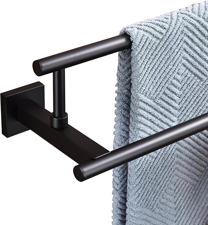 Bath Double Towel Bars, Towel Racks SUS304 Stainless Steel, Towel Holder for Bathroom Wall Mount, Towel Hanger Rail Accessories, 2-Tiers (Matte Black, 32 Inch)