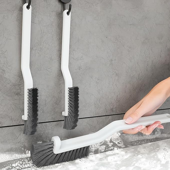 Crevice Brush, Multifunctional Tool with Hard Bristles and Long Handle, Cleaning Brush with Handle | for Tiles Bathtub Garage Grout Wood Concrete Patio Pool Kitchen Home Corner