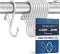 10-Pack Metal S Hooks for Hanging – Heavy-Duty S-Shaped Hooks with Safety Buckle – Fits Bars up to 0.8 in – Anti-Drop S-Hooks for Kitchen, Bathroom, Closet & Pot Racks – White (Medium)