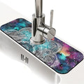 Kitchen Sink Splash Guard，Starry Mandala Faucet Mat Sink Gadgets-Super Absorbent Fast Drying Mat Drip Catcher for Kitchen, Bathroom,Sink Mat, Dish Drying Mat, Bathroom(15" X 5.5" )