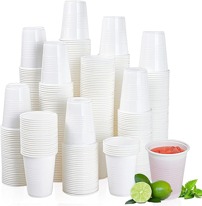 Lilymicky 500 Pack 7 oz Disposable Plastic Cups, Drinking Cups, White Party Cups for Birthday Parties, Picnics, Ceremonies, and Wedding