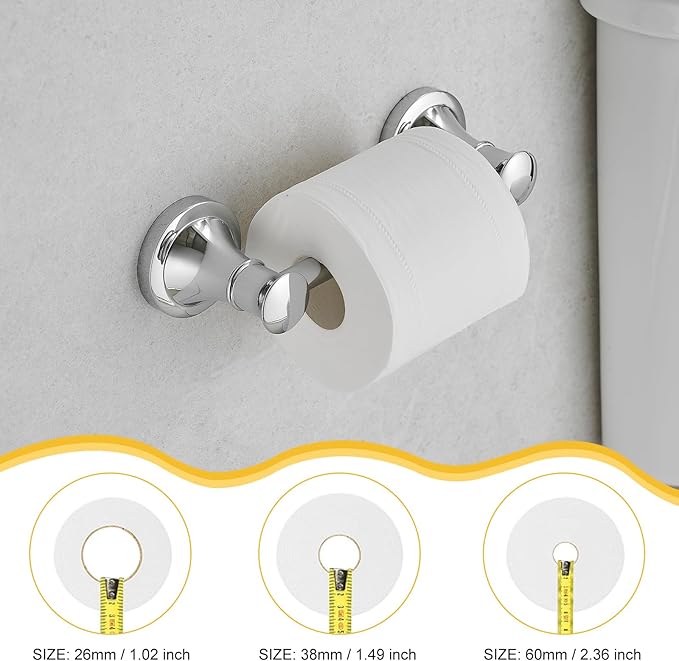BESy Wall Mounted Toilet Paper Roll Holder Rustproof Tissue Paper Holder Bathroom Flexible Pivoting Tissue Handle Toilet Holder, Polished Chrome, Stainless Steel