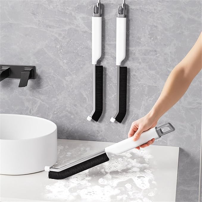 Space Saving Crevices Brush with Abrasive Bristles Perfect for Sink Edges Grout Lines Without Bending Over Bathroom Crevices Brush Long Handle