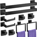 Bathroom Hardware Accessories Set: 10-Pieces Bath Towel Bar Set, Towel Racks for Bathroom Wall Mounted, SUS304 Stainless Steel, Matte Black