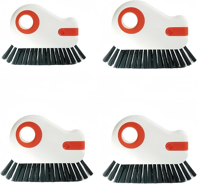 2 in 1 Groove Cleaning Brush Window Track Cleaning Tool, Gap Cleaning Brush，Multi-Function Grout Cleaning Tool(Orange,Four)