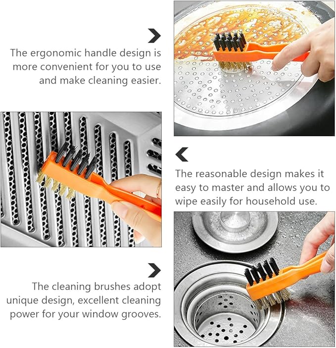2pcs Multipurpose Window Groove Cleaning Brush Stiff Bristles for Bathroom Floor and Tile Grout Deep Crevice Home Cleaning