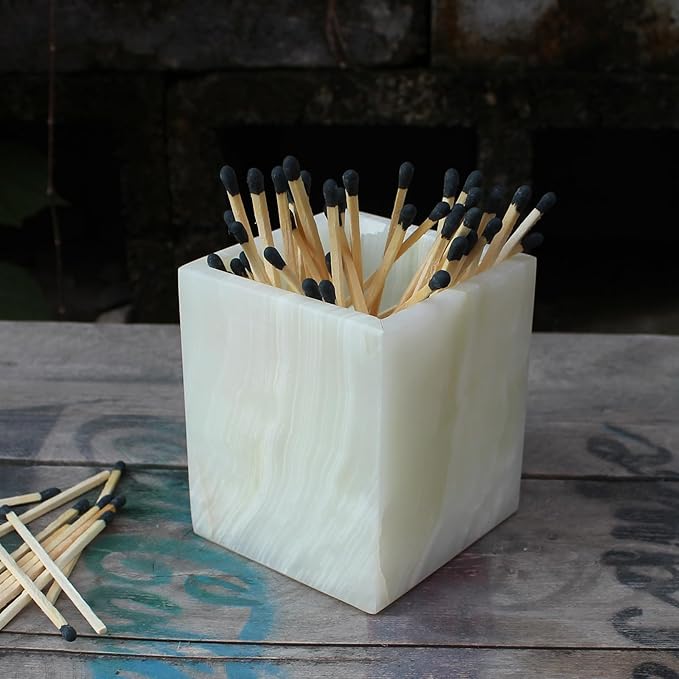 Natural Light Green Onyx Toothbrush Holders for Bathroom, Marble Makeup Brush Holder Countertop Organizer