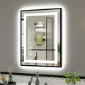 24x32 Inch LED Bathroom Mirror with Black Frame, Backlit & Front Lit, Anti-Fog Lighted Bathroom Vanity Mirror for Wall, Memory Function, Dimmable, HD Tempered Glass, Shatter-Proof