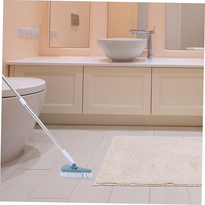 Premium Hard Bristle Floor Brush with Long Handle for Bathroom and Kitchen Cleaning Abs and Stainless Steel Construction Practical Swivel Mechanism for Corners and Grout Lines