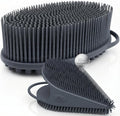 Avilana Silver Edition Body Scrubber and Face Brush Set - Silver-Ion Infused Silicone 2-in-1 Kit, ISO Tested Both Pieces, Stays Fresher Longer Gentle Exfoliating Sensitive Skin Women Men Gift Skincare
