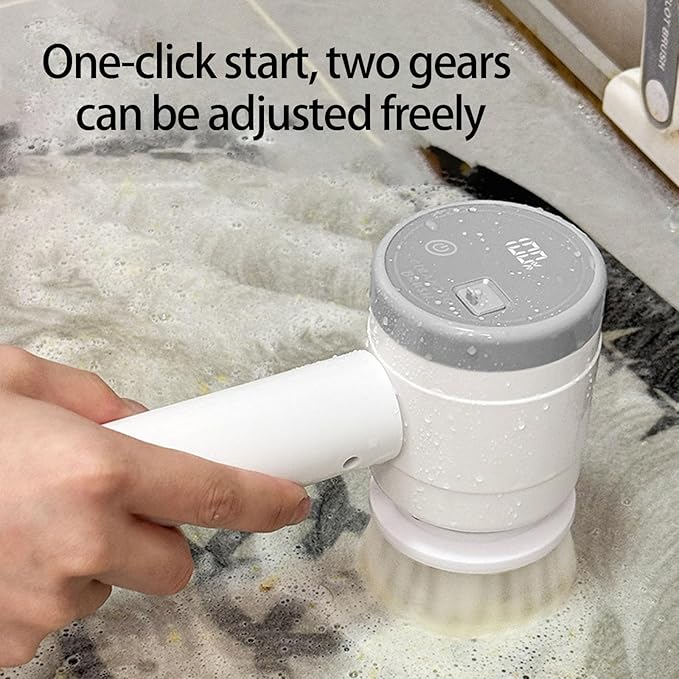 1. USB Rechargeable Electric Scrubber Brush with 3 Water Heads for Stubborn on Tiles Bathtubs Kitchen Surfaces Electric Brush