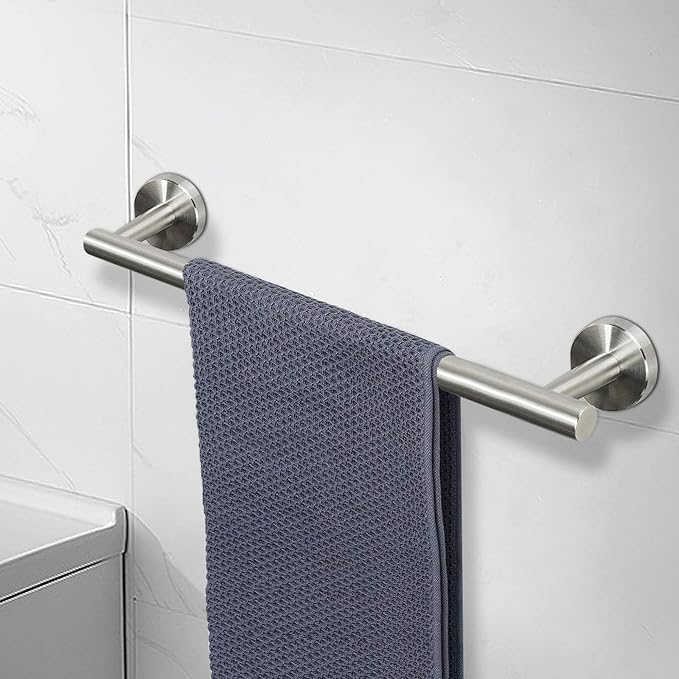 NearMoon Bath Towel Bar, Thicken Stainless Steel Shower Towel Rack Holder Wall Mounted for Bathroom, 18-lnch Overall Length-16-lnch Usable Hanging Space (2 Pack, Brushed Nickel)