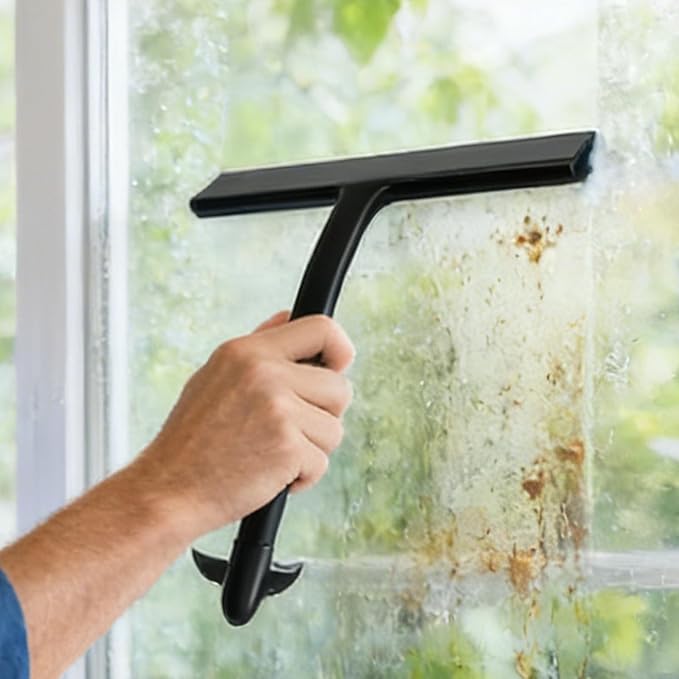 Shower Squeegee for Glass Doors - Tear-Resistant Silicone Wiper, 1 Flexible Blade Scraper with Ergonomic Handle, Streak Free Glass Cleaner for Steam, Bathroom Supply, Scrub Tool for Panes and DIY