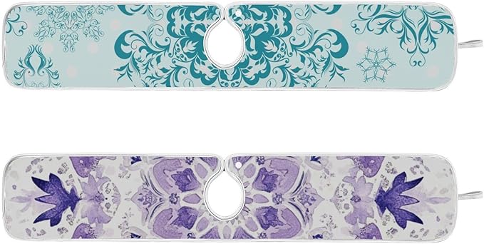 Sink Faucet Absorbing Mat Kitchen Sink Splash Guard Splash Faucet Drip Catcher for Bar RV Bathroom 2PCS 14.9x5.5in Lavender Flowers Teal Mandala Purple
