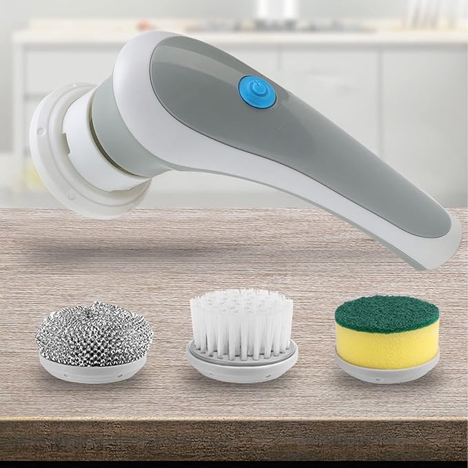 Electric Spin Scrubber Handheld Cleaning Brush with 3 Brush Heads, 360° Rotating USB Rechargeable - Powerful Removal, Lightweight Portable Design for Home & Kitchen Clean