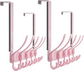 Dseap Over The Door Hook Hanger - Fits 1 3/8" to 1 3/4" Standard Doors | 5 Tri Hooks Heavy Duty Towel/Coat Rack | Door Organizer for Clothes, Jackets, Hats, Towels, Pink, Pack of 2