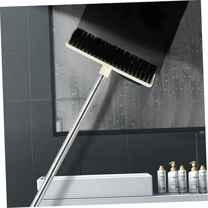 Long Handle Floor Scrubber Brush for Bathroom Cleaning Sturdy Scrub Brush with Strong Bristles for Grout and Corners Efficient Home Cleaning Tool White