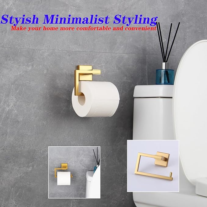 GERZWY Gold Stainless Steel Toilet Paper Holder Paper Towel Dispenser Tissue Roll Hanger Wall Mounted JG1905-BE