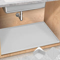 TRZZ Silicone Waterproof Under Sink Mat 28" x 19", Drip Tray and Cabinet Liner for Kitchen and Bathroom, Prevents Water Damage and Organizes Cabinets (Light Grey)