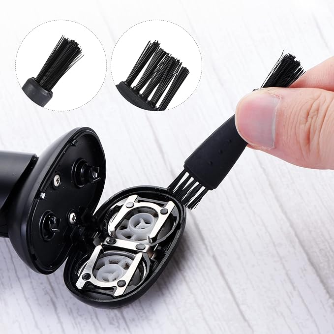 MECCANIXITY Shaver Cleaning Brush Tools Double-Sided Black with 2 Inch Plastic Handle for Keyboard, Window Track, Vent Outlet, Home, Office, 8 Pack
