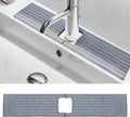Faucet Mat for Kitchen Sink, Stone Faucet Mat for Kitchen Sink Tray 17.71*3.94*0.35in Square Hole Prevents Moisture Buildup Suitable for Bathroom Countertop Faucet Around Sink Light Gray