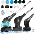 Electric Spin Scrubber, Asknoon Upgraded Power Cordless Shower Scrubber, 8 Replacement Heads, 1.5H Adjustable Bathroom Scrubber 3-Speed Up to 460 RPM with Extension Arm for Bathtub Tile Floor (Black)