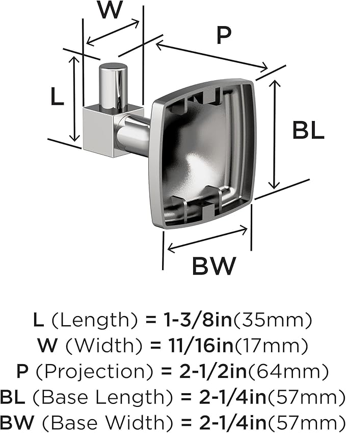 Amerock BH3609026 | Chrome Single Robe Hook | 2-1/4 in. (57 mm) Length Towel Holder | Stature | Towel Hook for Bathroom | Bathroom Hardware | Bath Accessories