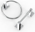 Ruacq Chrome Toilet Paper Holder Towel Ring Bathroom Accessories Hardware Set Double Post Pivoting Toilet Roll Holder Square Stainless Steel and Zinc Alloy Modern Wall Mounted 2 Pieces