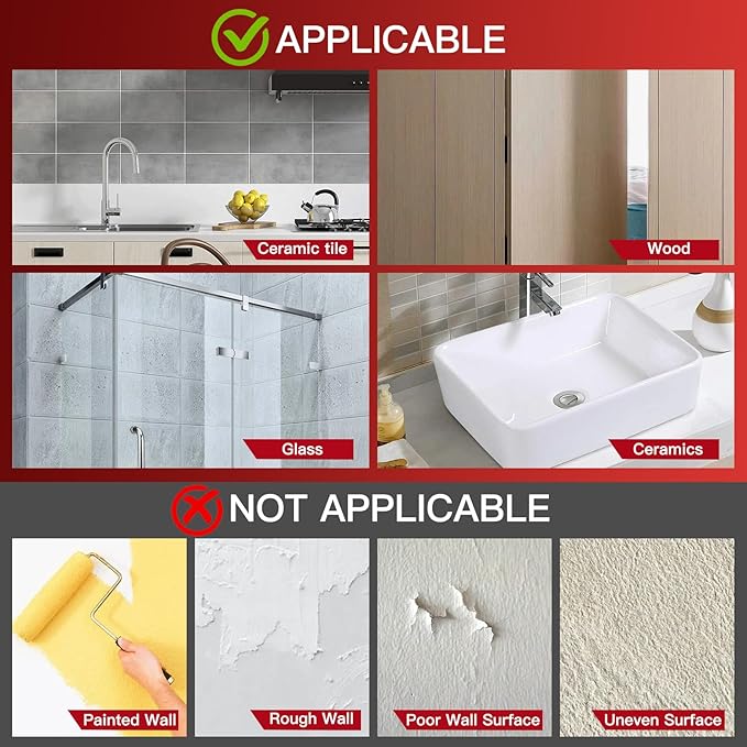 Large Adhesive Hooks 8-Pack, Heavy Duty 44lb(Max) Wall Hooks for Bathroom, Outdoor, Strong Self-Adhesive Towel & Coat Hooks, Waterproof Transparent Utility Hooks for Home Improvement
