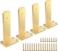 Floating Shelf Brackets Upgraded, 6 inch, Gold Heavy Duty Iron Shelf Brackets, Industrial Modern Floating Shelf Support for Wall Mount Shelves,Wide Brackets ,4 Pack, Support DIY(5mm Thickening Type).