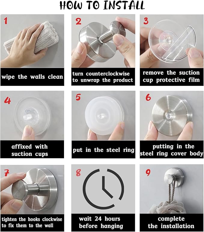 Suction Cup Hooks for Wreaths on Glass, 2025 New No Drill Suction Cup Hooks for Shower Wall Hanging Towels, Suction Cup Wreath Hanger Holder for Glass Door Window Mirrors Bathroom (Sliver)