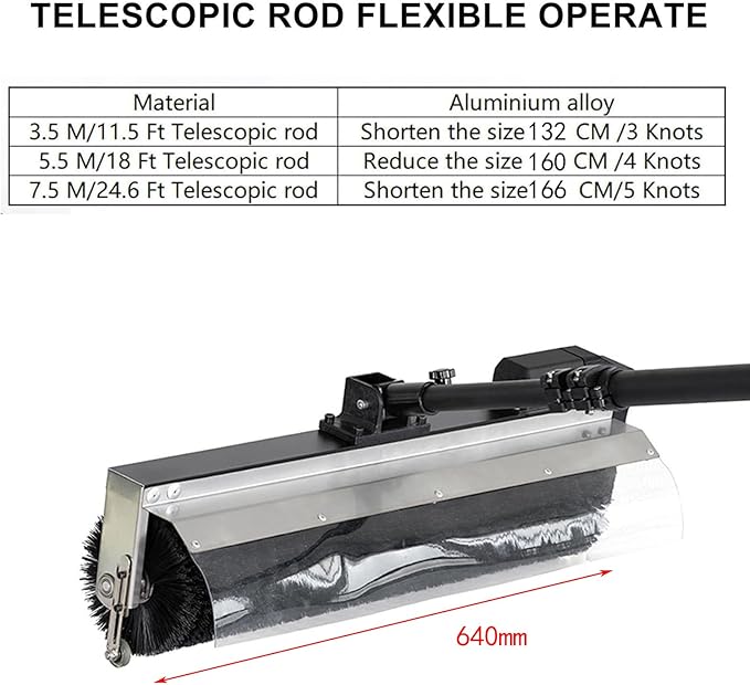 Solar Panel Cleaning Kit, Electric Solar Panel Cleaning Brush Kit, Telescopic Water Fed Pole with Rotary Brush Head, Universal Hose Connector for Windows, Conservatories & Roofs