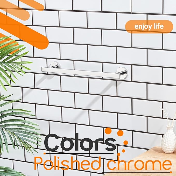 16 Inch Bathroom Towel Bar Bath Towel Rack Kitchen Towel Holder Towel Hanger Wall Mounted SUS304 Stainless Steel Polished Chrome AN4001CH-L16