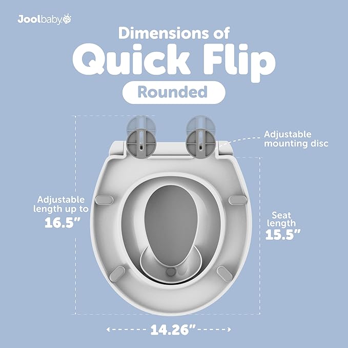 Quick Flip Toilet Seat with Built-in Potty & Splash Guard for Toddler Training, Slow Close - Jool Baby (Round)