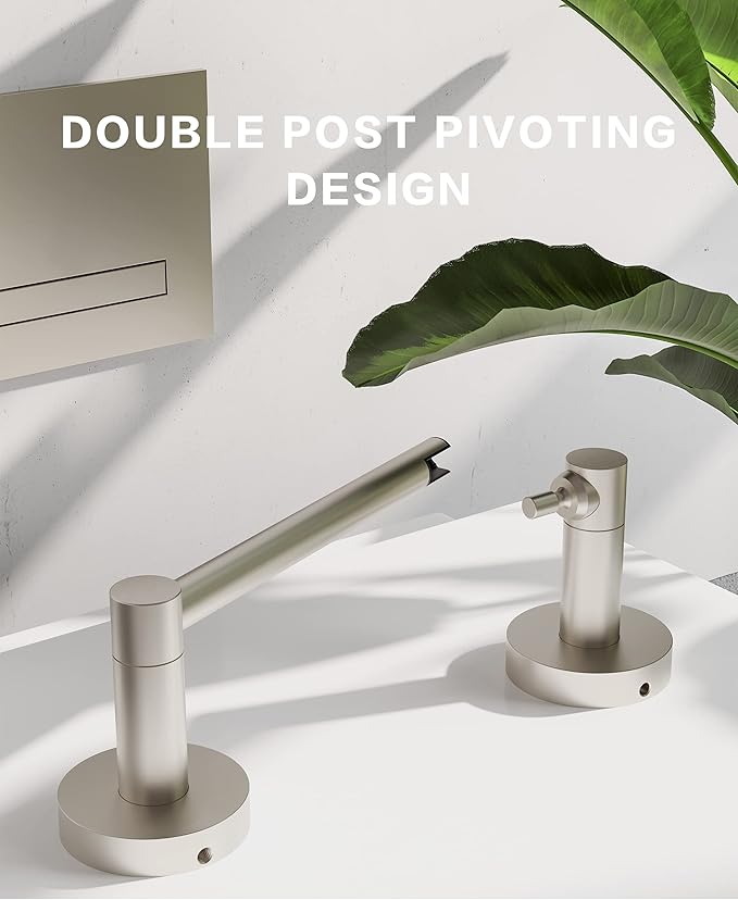 Toilet Paper Holder Brushed Nickel Bathroom Double Post Pivoting Satin Nickel Tissue Holder Stainless Steel and Zinc Alloy Wall Mount Detachable 1pc