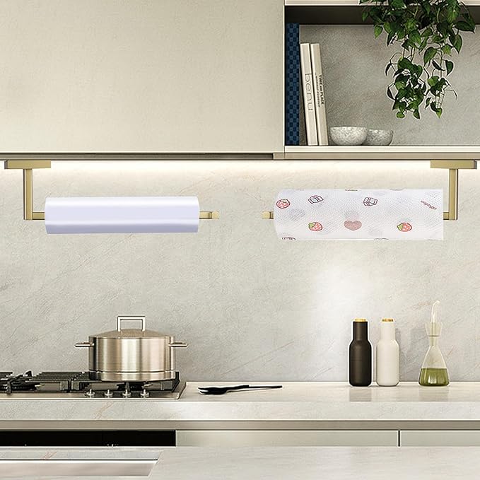 LANC Bathroom Hand Towel Holder 2 Pack Left and Right Side Brushed Gold Hand Towel Bar 10 Inche Square Towel Ring for Kitchen Bathroom Wall Mount Stainless Steel Towel Rack Hanger,A8806BG-LRP2