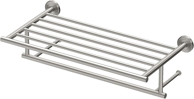Gatco 1818SN Latitude II Minimalist Towel Rack Satin Nickel | Stainless Steel Wall Mounted 19.75" W x 5.25" H x 10.25" D Hotel Style Towel Rack with Towel Bar