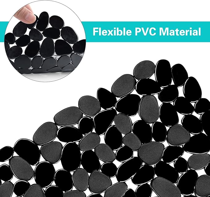 Coopay Kitchen Sink Mat Pebble Protect Mat PVC Eco-friendly Adjustable Stainless steel/ Porcelain Dish Drying Pad Protector for Bottom of Kitchen Sink, 15.8 x 11.8 inches (1 Pack, Black)