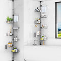 Corner Shower Caddy Organizer Tension Pole, Adjustable 6 Shower Shelves Corner Shelf 30-120Inch Rustproof Shower Rack for Inside Shower, Extra Towel Bar Soap Dish Bathroom Organizers and Storage Gray