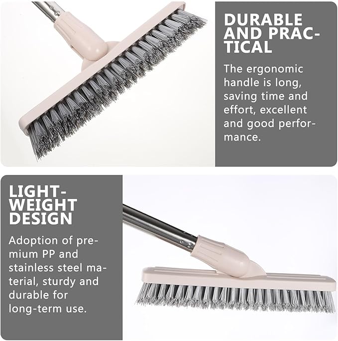 VICASKY Long Handle Rotatable Floor Scrubber and Grout Brush with Stiff Bristles for Bathtub, Shower, Wall, and Crevice Cleaning in Household Bathroom and Kitchen Use