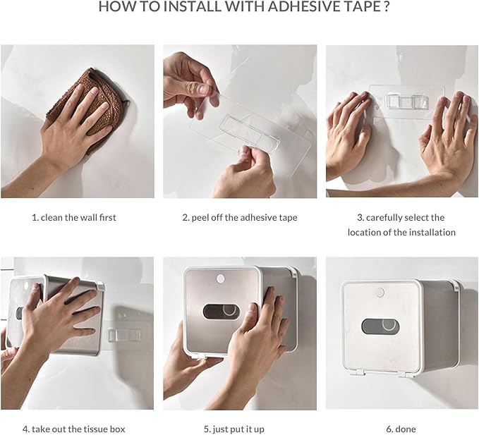simpletome Toilet Paper Holder Wall Mount with Shelf Waterproof Adhesive or Drilling Install (Silvery, SUS304+ABS Plastic)