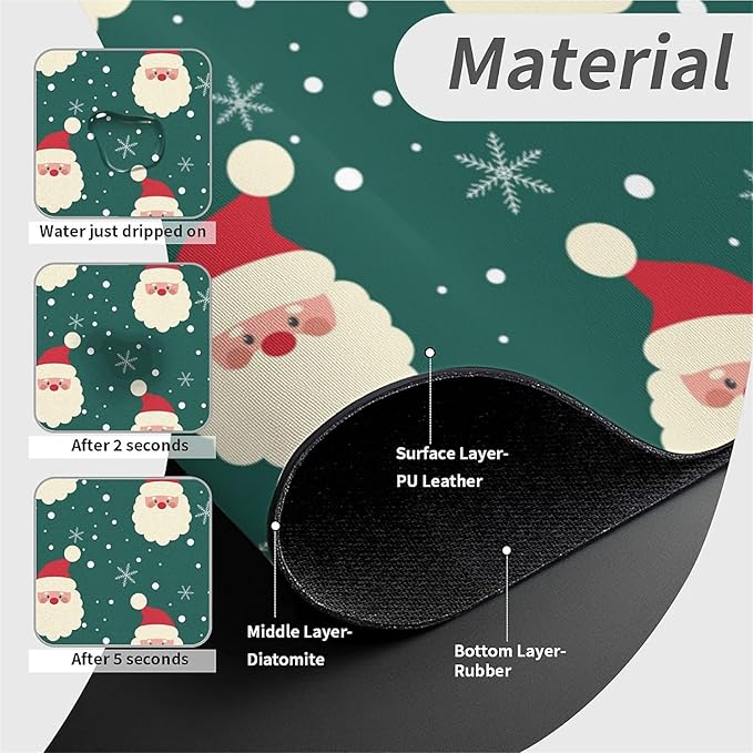 Faucet Draining Mat For Kitchen Sink, Christmas Diatom Mud Absorbent Drain Pad For Bathroom Kitchen Sink Splash Guard Drying Mat