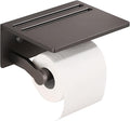 Toilet Paper Holder with Phone Shelf – Tissue Roll Holder Bathroom Storage Dispenser - Adhesive Toilet Paper Holder Wall Mount Bathroom Décor - Matte Gray
