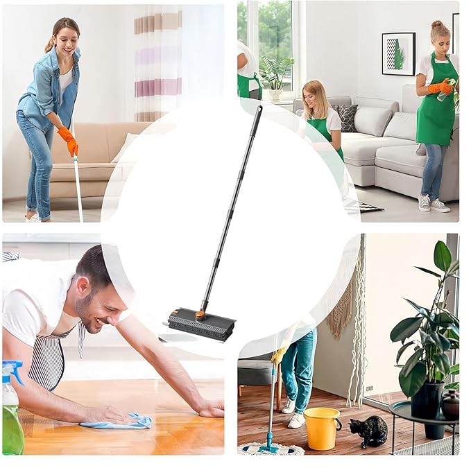 Floor Scrub Brush, Telescopic Handle, 134x27x6.5cm, Long Handle Scrubber, Multifunctional Cleaning Tool, Stiff Bristles, for Kitchen, Bathtub, Toilet, Grout, Wood, Concrete, Deck