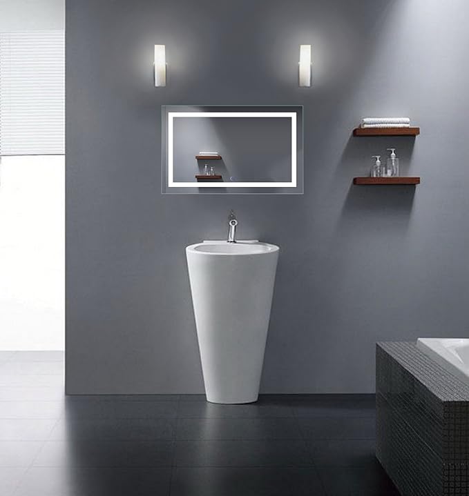 Krugg | 20 Inch X 32 Inch LED Bathroom Mirror | Lighted Vanity Mirror Includes Dimmer & Defogger | Wall Mount Vertical or Horizontal Installation