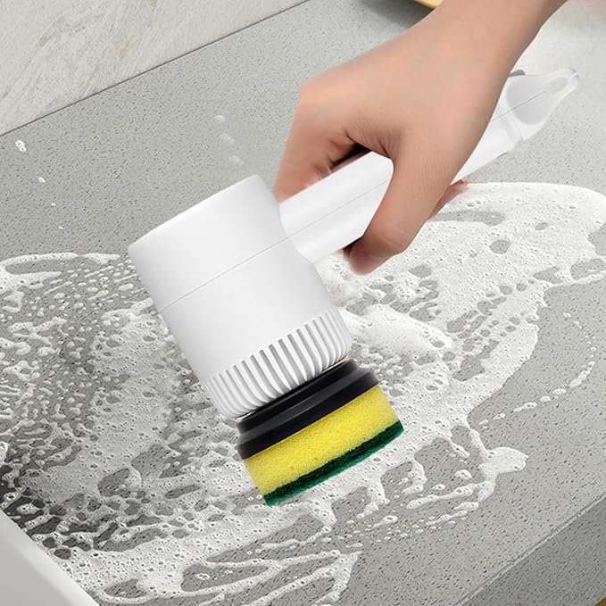 Electric Spin Scrubber, Electric Cleaning Brush with 6 Brush Heads, Rotating Head Powerful Spin Scrubbers, Multipurpose Electric Cleaning Brush for Kitchen Bathroom and Floor