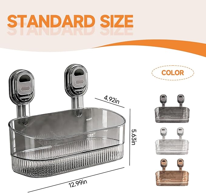 No-Drill Bathroom Suction Storage Box, Corrugated Suction Cup Storage Holder, Powerful Suction Storage Box, Removable Hanging Storage Basket, No Drilling Shelves Caddy, Ripple Acrylic Wall Shelf