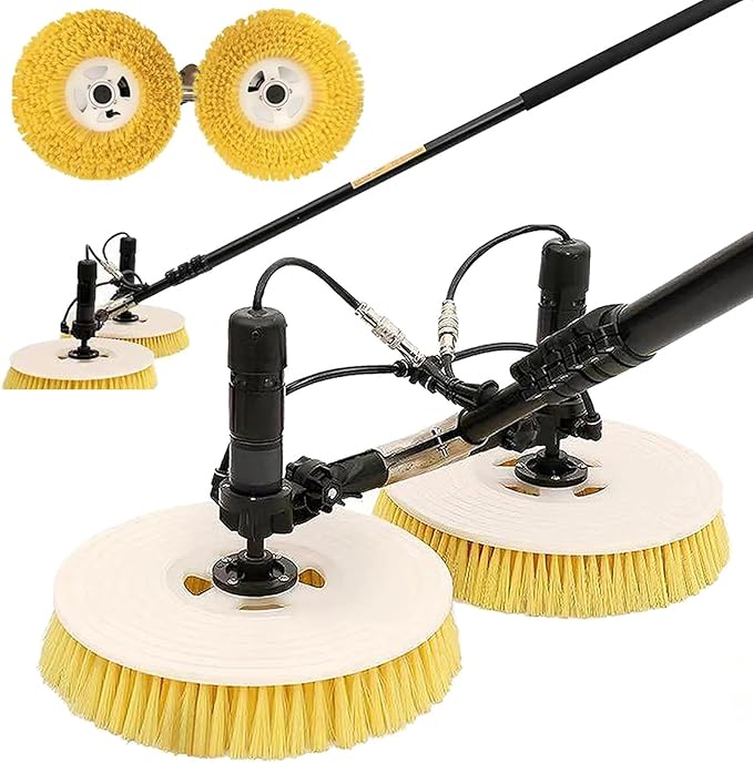 Outdoor Window Glass Solar Panel Cleaning Brush, 7.5m,Electric Water Fed Pole Kit,Solar Panel Cleaning Kit,Automatic Rotary Cleaning Brush,With Adjustable Extension Rod