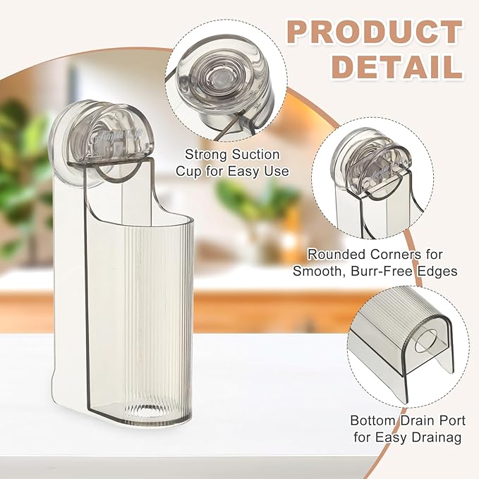 uxcell Electric Toothbrush Holder, Wall Mounted Plastic Toothbrush Organizer Suction Cup Storage Organizer Stand for Bathroom Tooth Brush Toothpaste Storage, Clear Grey
